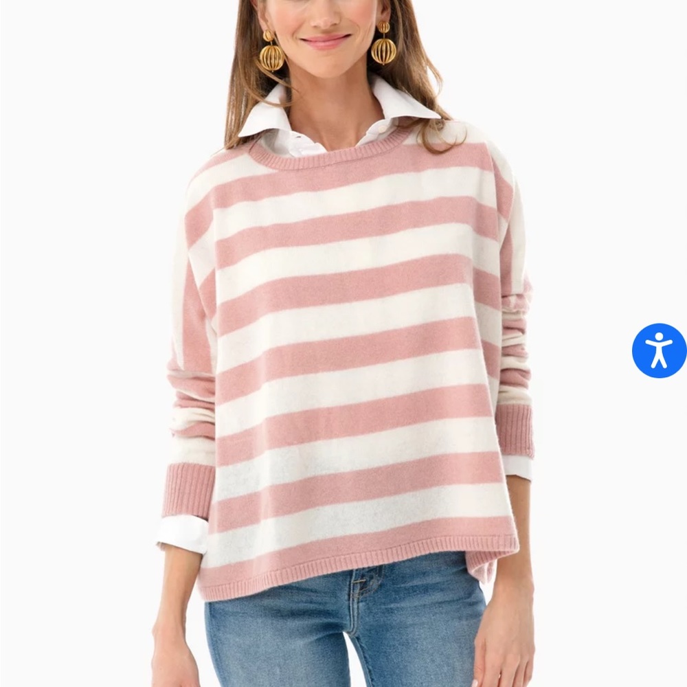 MINNIE ROSE Striped Scottie Cashmere Sweater XS/S